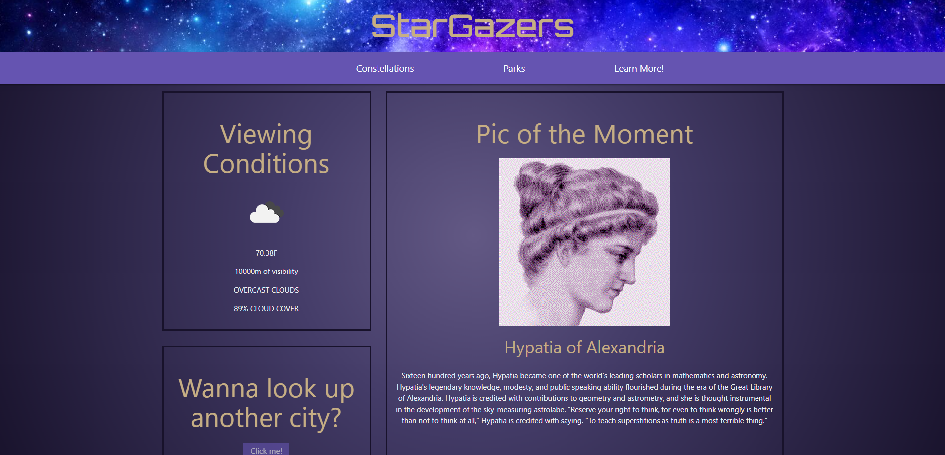 Stargazers Website Screenshot